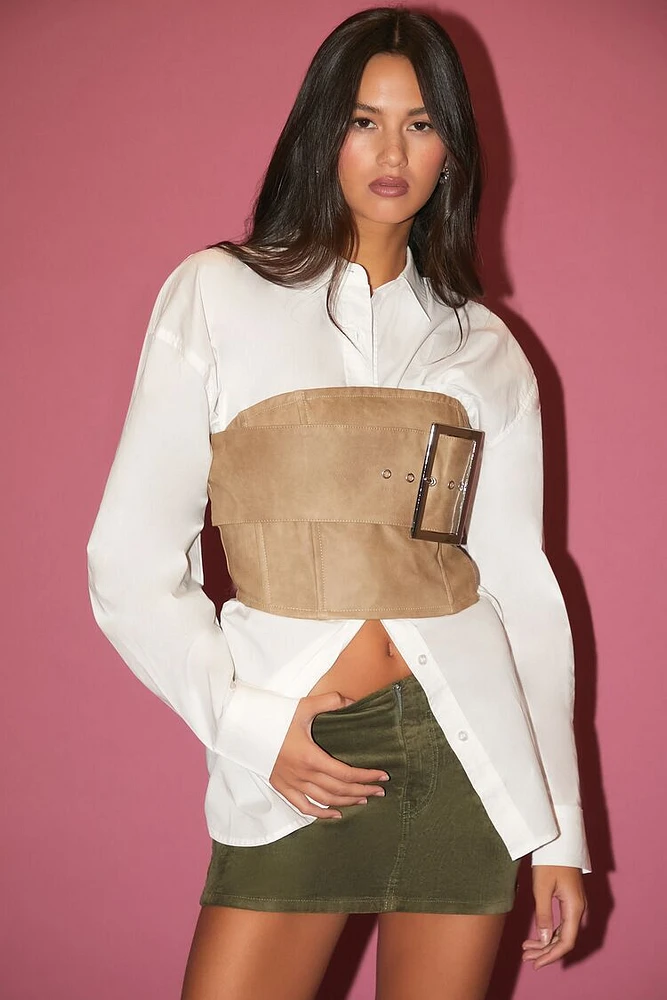 Buckled Faux Leather Tube Top