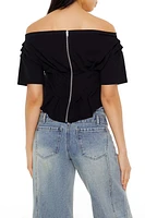Pleated Off-the-Shoulder Top