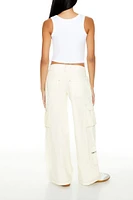 Twill Wide-Leg Cargo Pants