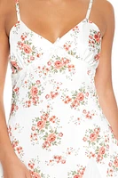 Floral Print Bow Godet Mini Dress