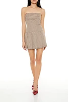 Pleated Houndstooth Mini Dress