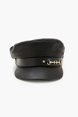 Faux Leather Cabbie Hat