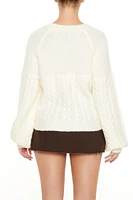 Peasant-Sleeve Cable Knit Sweater