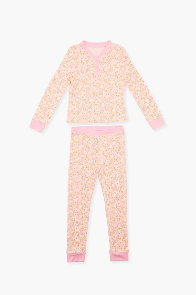 Girls Floral Top & Pants Pajama Set (Kids)