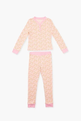 Girls Floral Top & Pants Pajama Set (Kids)