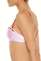 Satin Laced Hearts Underwire Bikini Top