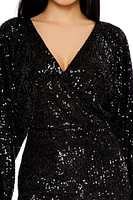 Sequin Surplice Mini Dress