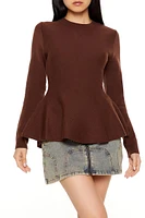 Peplum Round-Neck Sweater