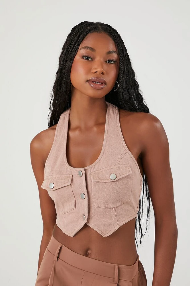 Twill Cropped Vest