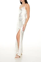 Lace-Trim Floral Maxi Dress