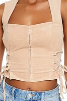 Lace-Up Corduroy Crop Top