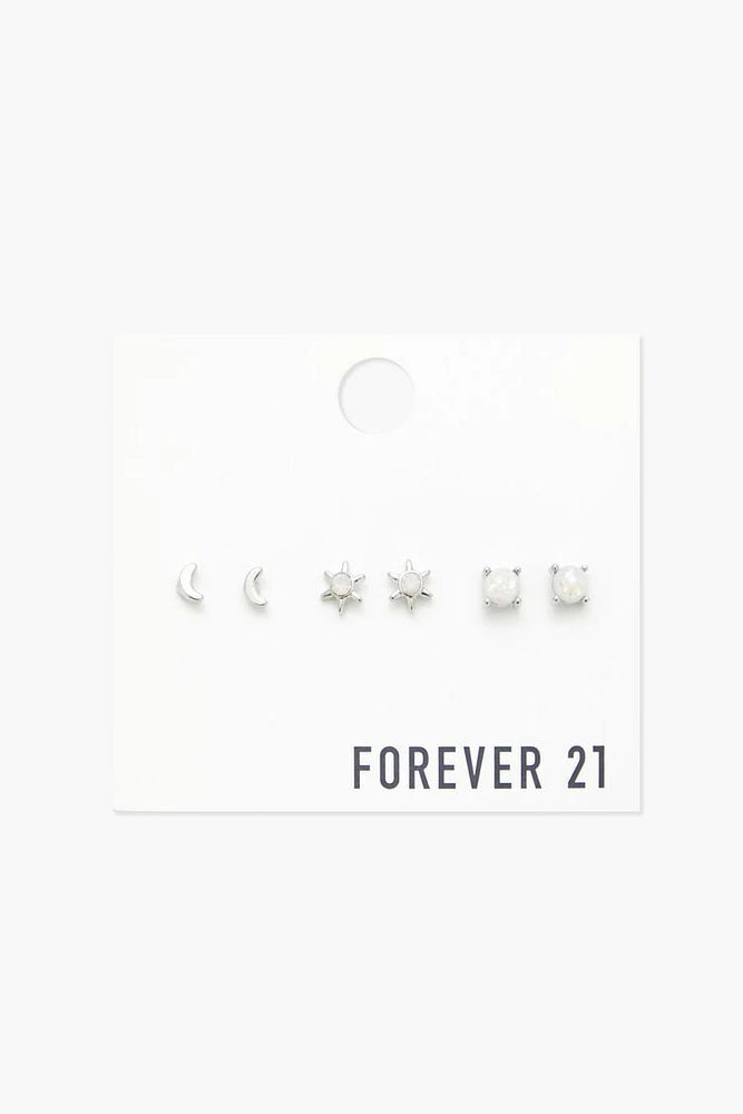 Faux Stone Stud Earring Set