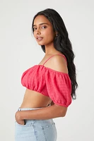 Chiffon Off-the-Shoulder Crop Top