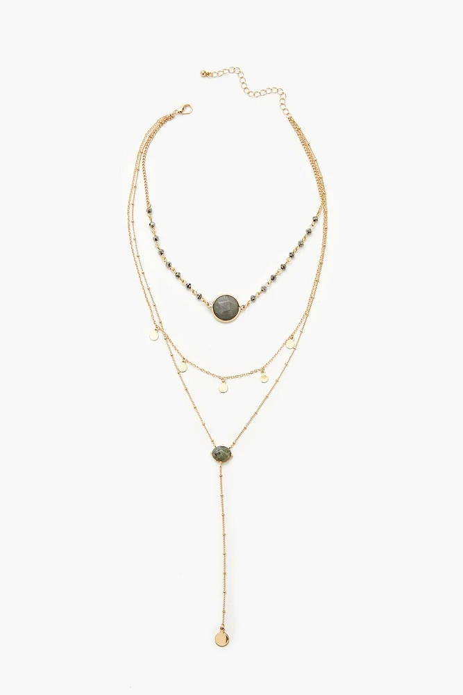 Faux Stone Y-Chain Necklace
