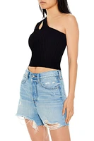 Sweater-Knit One-Shoulder Crop Top