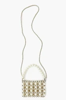 Faux Pearl Beaded Crossbody Bag