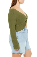 Plus Sweater-Knit Crop Top