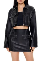 Faux Leather Zip-Up Jacket