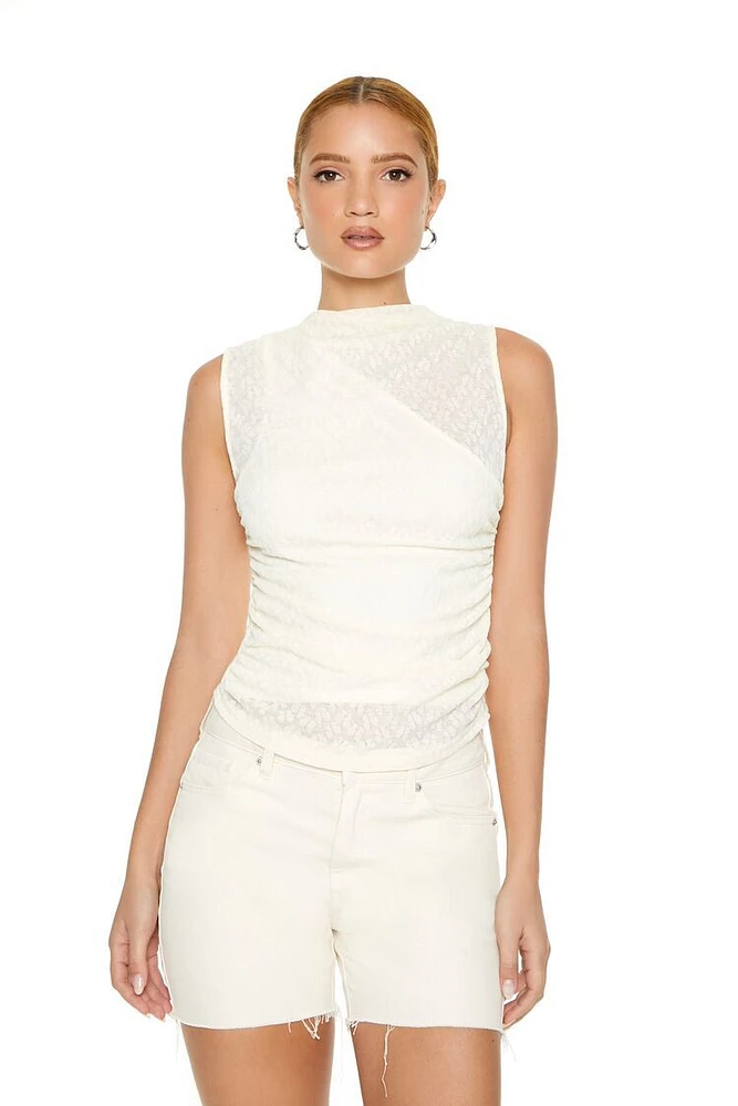 Ruched Lace Sleeveless Top