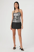 Metallic Ruched Halter Top