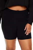 Plus Cotton-Blend Biker Shorts