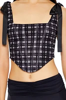 Plaid Corset Bow Crop Top