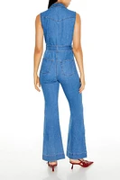 Sleeveless Denim Zip-Up Jumpsuit