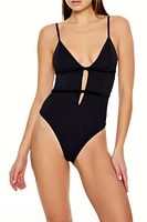 Ribbon-Trim Lingerie Thong Bodysuit