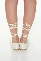 Crochet Lace-Up Ballet Flats