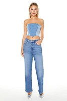 Cropped Denim Tube Top