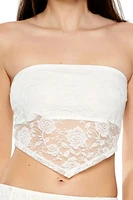 Lace V-Hem Tube Crop Top
