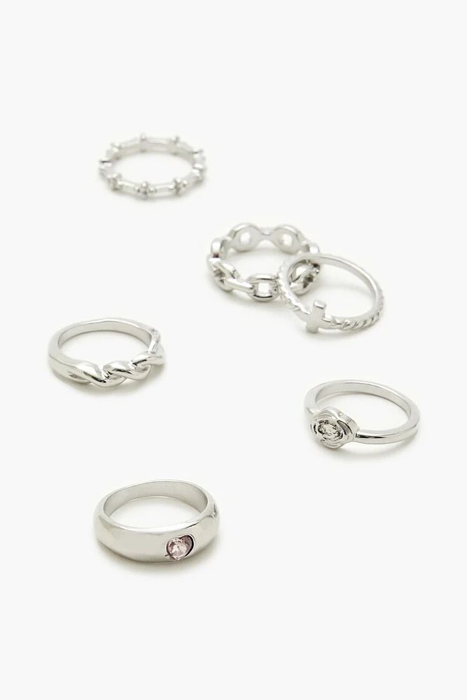 Assorted Cross Rose Ring Set - 6 pack