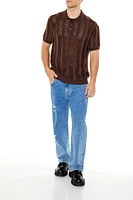 Striped Sweater-Knit Polo Shirt