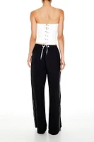 Piped-Trim Wide-Leg Pants