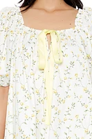 Floral Print Puff-Sleeve Mini Dress