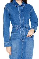 Denim Button-Front Midi Dress