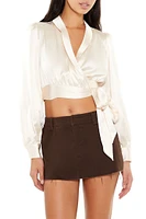 Satin Wrap Crop Top
