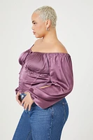 Plus Off-the-Shoulder Satin Top