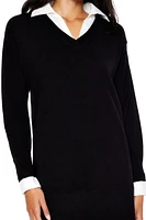 Combo Sweater Shirt Dress