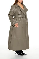 Plus Faux Leather Trench Coat