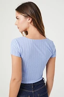 Cropped Rib-Knit Tee