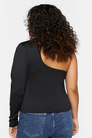 Plus One-Sleeve Cutout Top