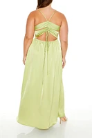 Plus Satin Y-Back Maxi Dress