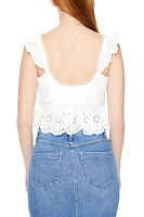 Eyelet Flounce Crop Top