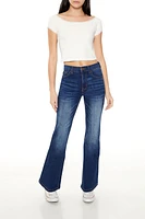 Stone Wash High-Rise Flare Jeans