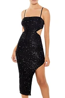 Sequin Cutout Cami Midi Dress