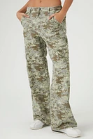 Twill Camo Print Cargo Pants