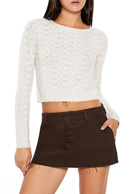 Cropped Pointelle Sweater