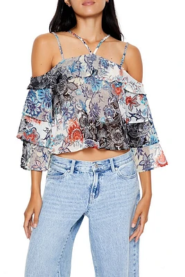 Chiffon Floral Print Crop Top