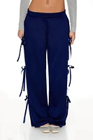 Satin Bow Wide-Leg Sweatpants